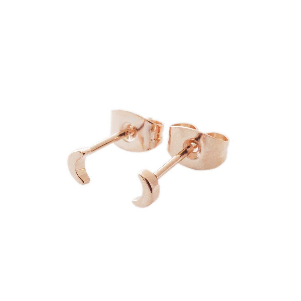 Mini Moon Stud Earrings Earrings HONEYCAT Jewelry Rose Gold 