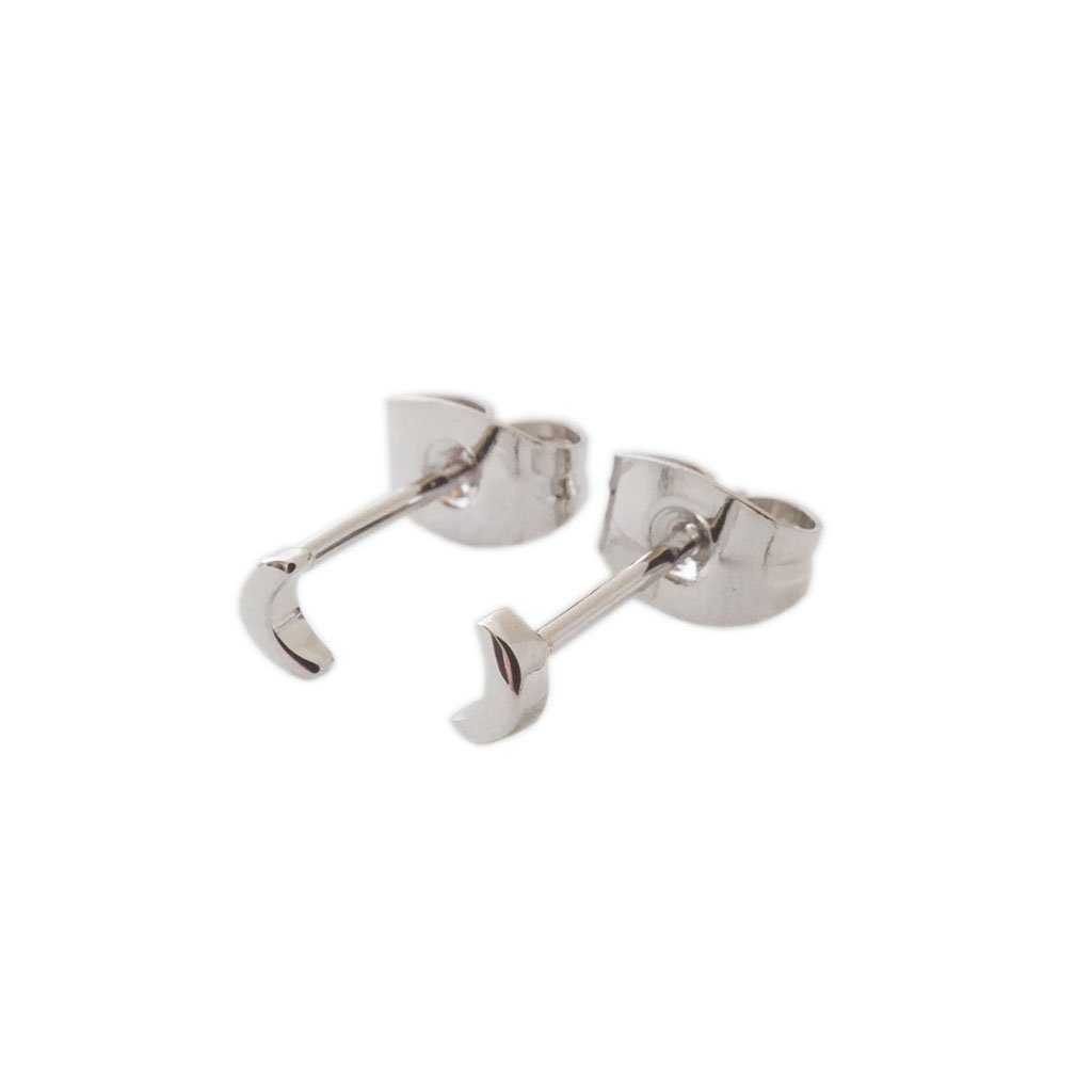 Mini Moon Stud Earrings Earrings HONEYCAT Jewelry Silver 