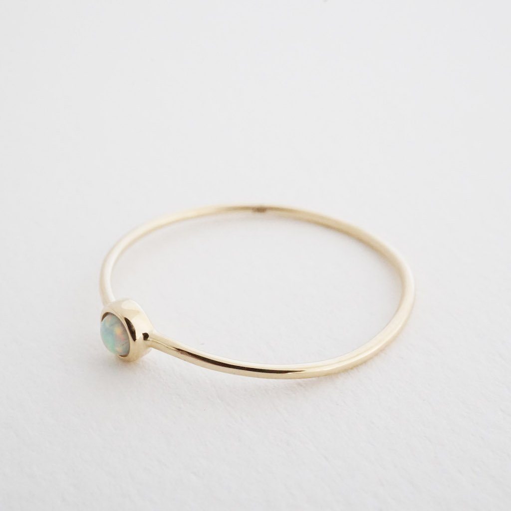 Opal Solitaire Ring, 14k Gold Rings HONEYCAT Jewelry 