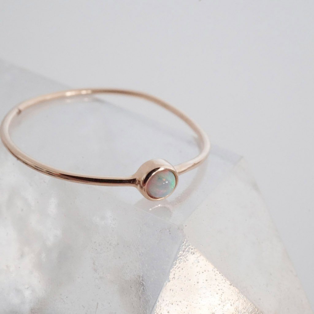 Opal Solitaire Ring, 14k Gold Rings HONEYCAT Jewelry Rose Gold 5 