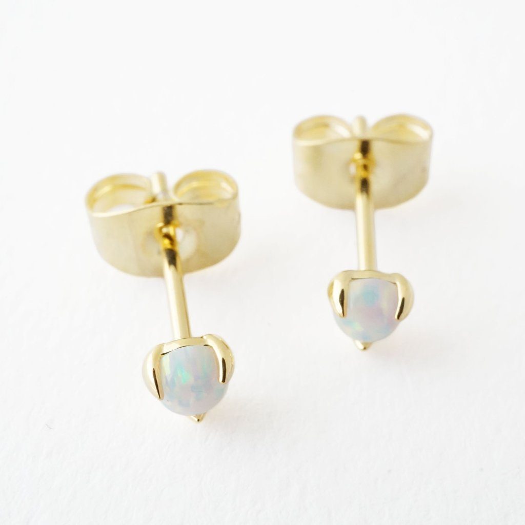 Opal Orb Solitaire Studs Earrings HONEYCAT Jewelry 
