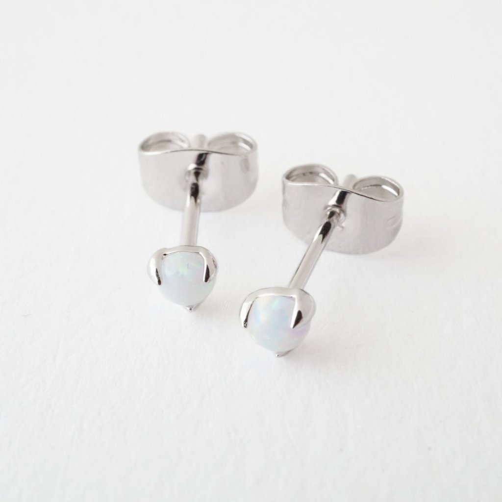 Opal Orb Solitaire Studs Earrings HONEYCAT Jewelry 