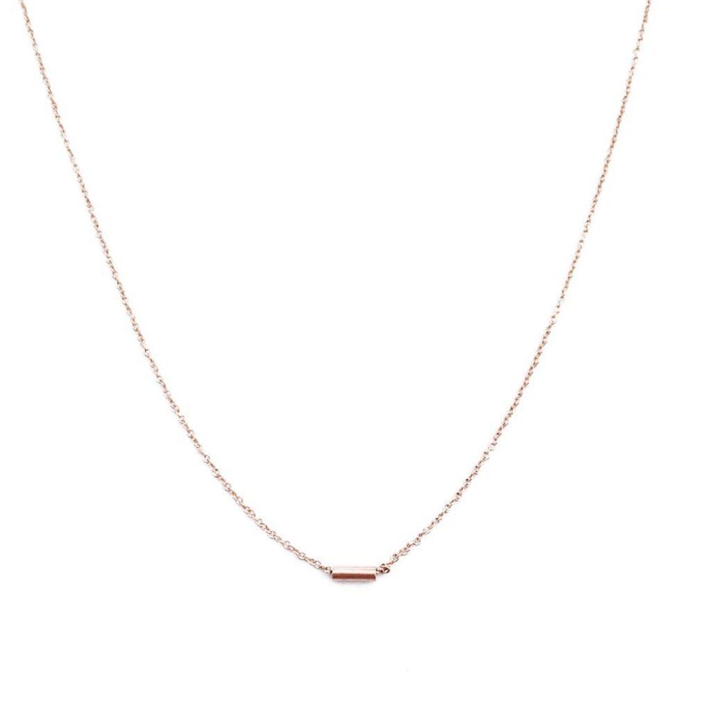 Tiny Dash Pipe Bar Necklace Necklaces HONEYCAT Jewelry Rose Gold 