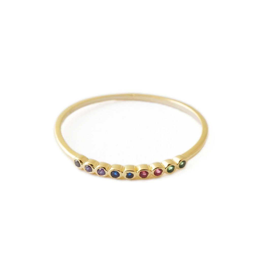 Rainbow Bezel Ring Rings HONEYCAT Jewelry Gold 6 