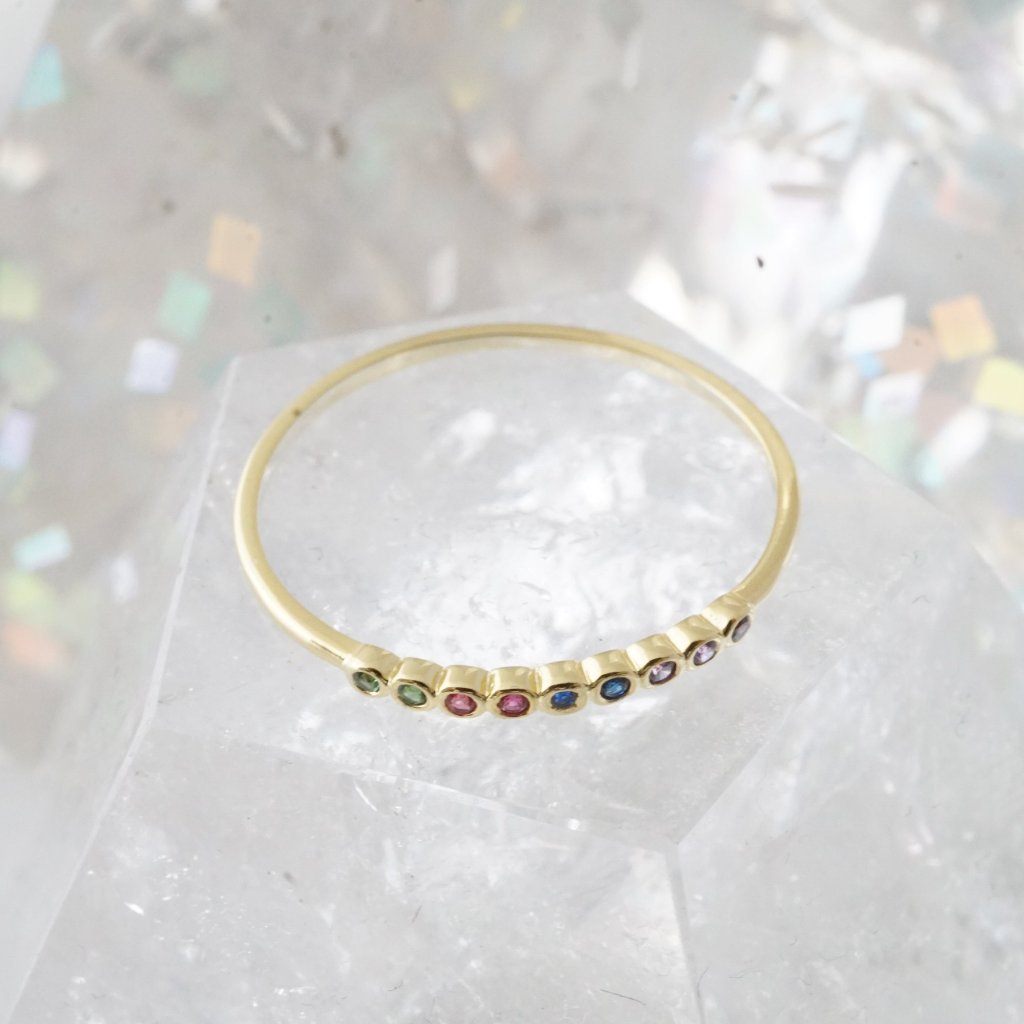 Rainbow Bezel Ring Rings HONEYCAT Jewelry 
