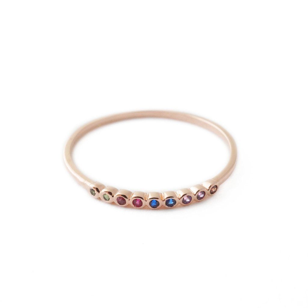 Rainbow Bezel Ring Rings HONEYCAT Jewelry Rose Gold 6 
