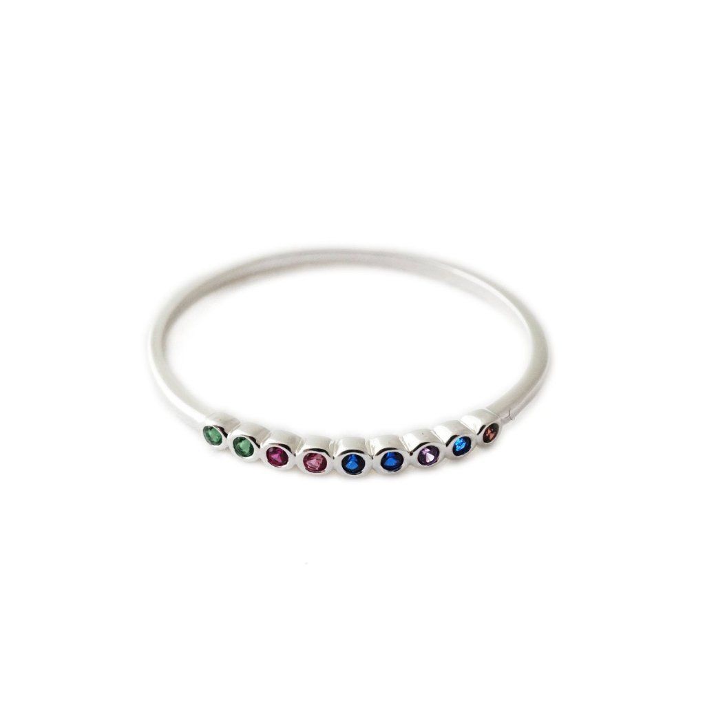 Rainbow Bezel Ring Rings HONEYCAT Jewelry Silver 6 
