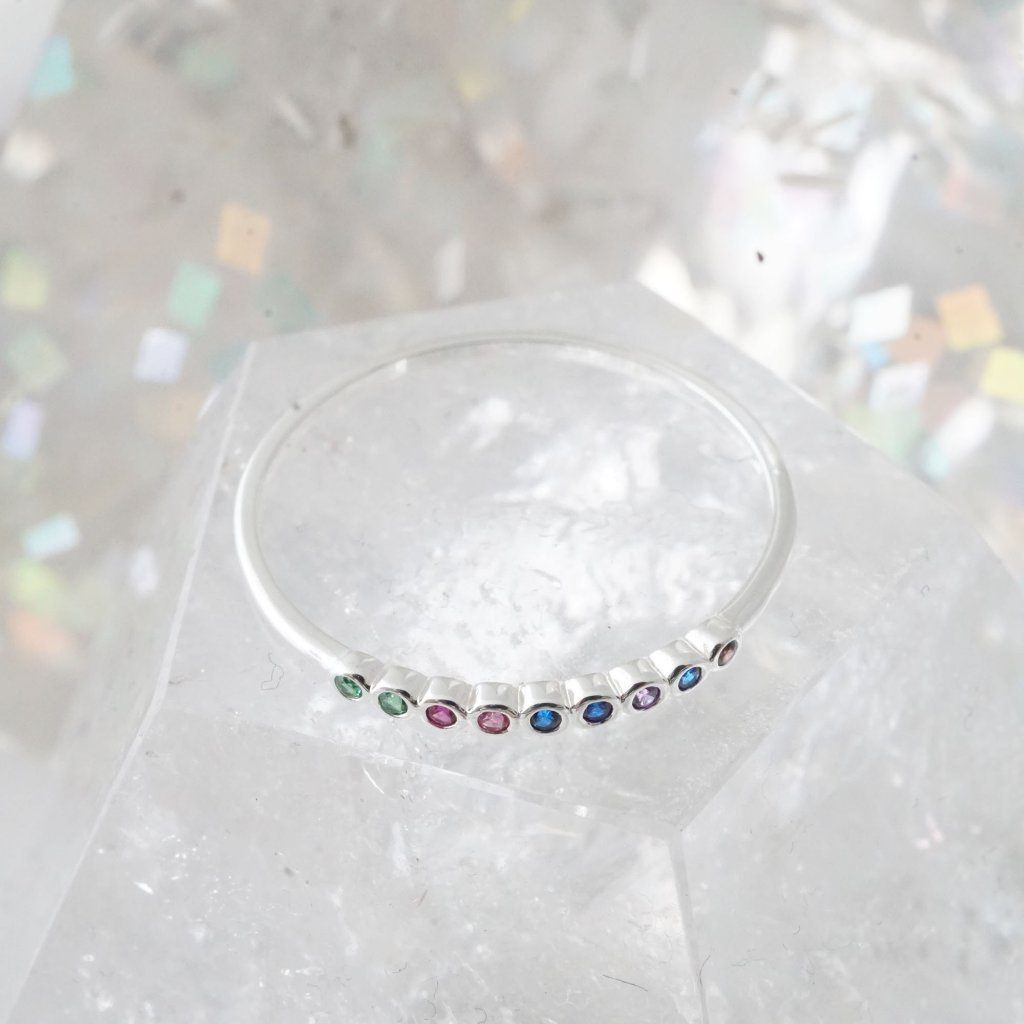 Rainbow Bezel Ring Rings HONEYCAT Jewelry 