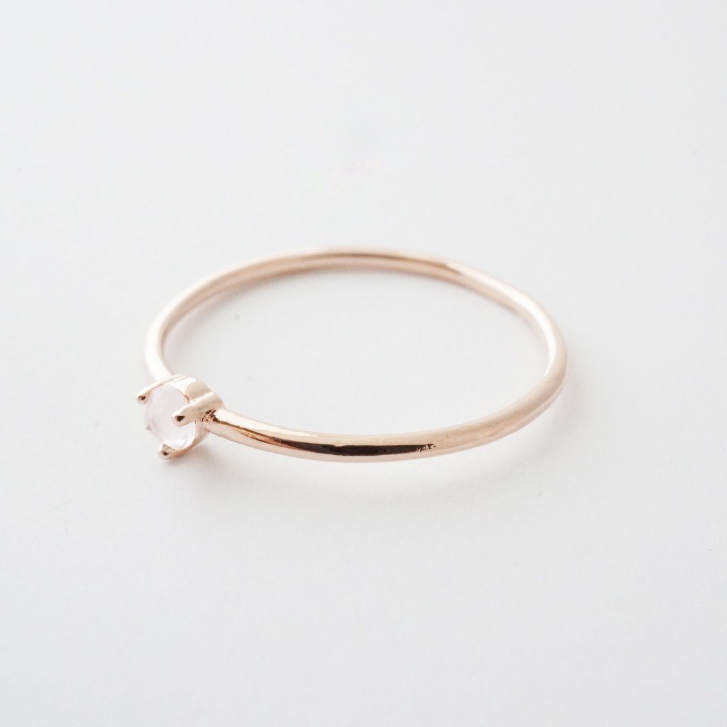 Rose Quartz Point Solitaire Ring Rings HONEYCAT Jewelry Rose Gold 6 