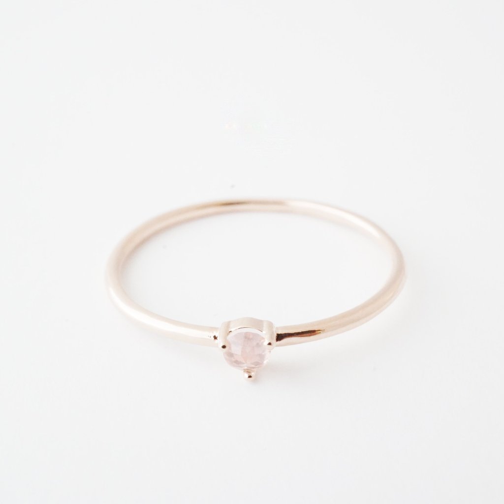 Rose Quartz Point Solitaire Ring Rings HONEYCAT Jewelry 