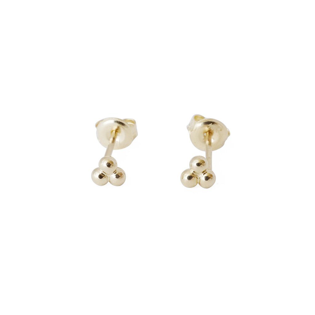 Trinity Ball Studs, 14k Gold Earrings HONEYCAT Jewelry 
