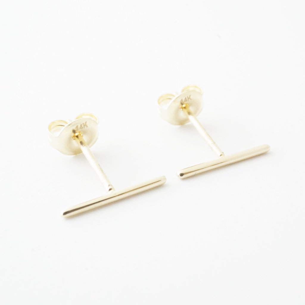Skinny Midi Bar Earrings, 14k Gold Earrings HONEYCAT Jewelry 