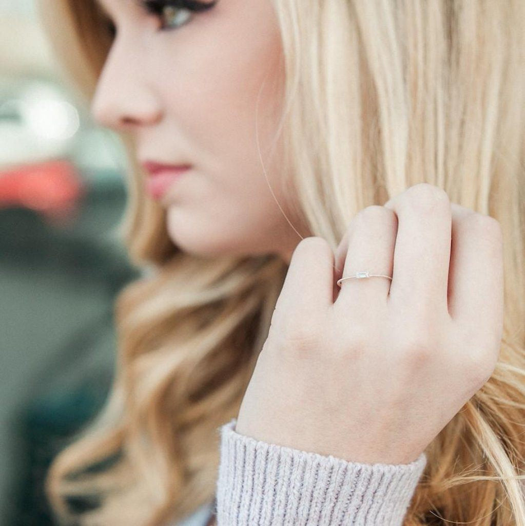Crystal Baguette Twist Ring Rings HONEYCAT Jewelry 