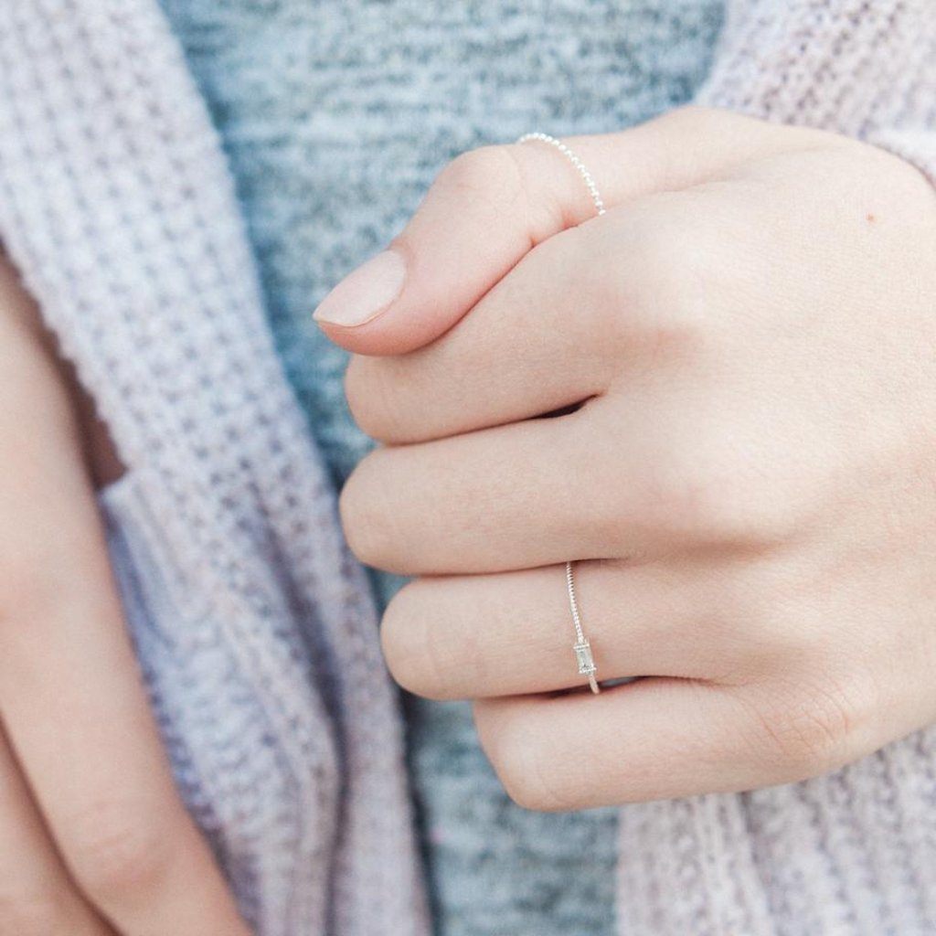Crystal Baguette Twist Ring Rings HONEYCAT Jewelry 