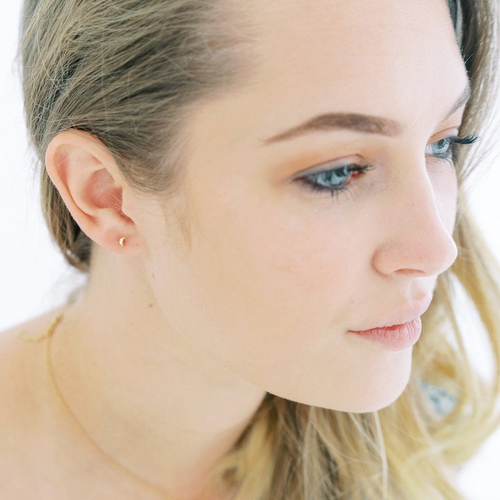 Mini Moon Crystal Stud Earrings Earrings HONEYCAT Jewelry 
